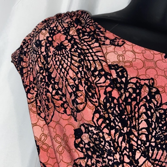 Connected Apparel peach orange printed midi dress - Picture 5 of 9